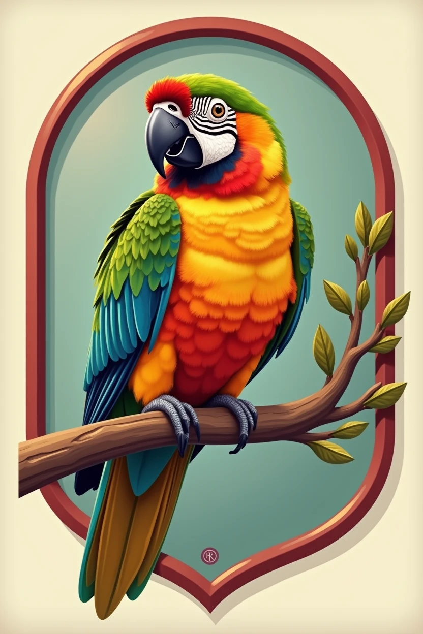 1 lovebird, says berani berkicau,vector shield logo,vintage