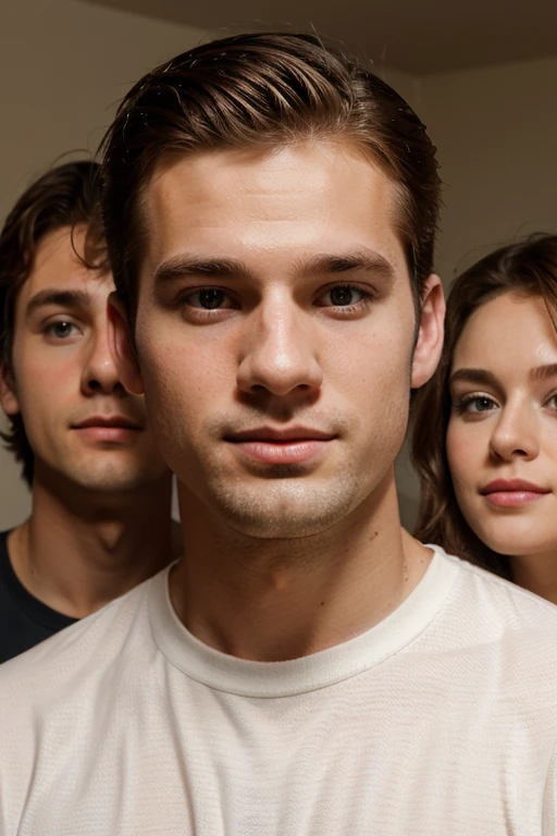 Young cute handsome white beautiful face white skin 27 years old his father introduces a stepbrother to him