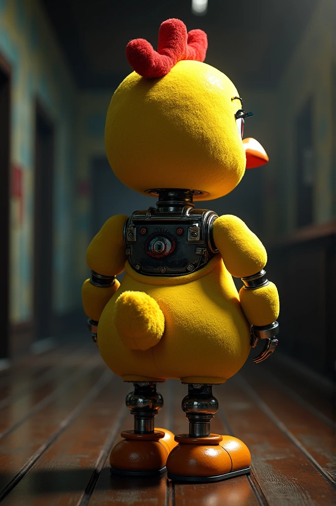 toychica,  full body,  wyatt, detailed shading, detailed ambient light, detailed background, masterpiece, back view 