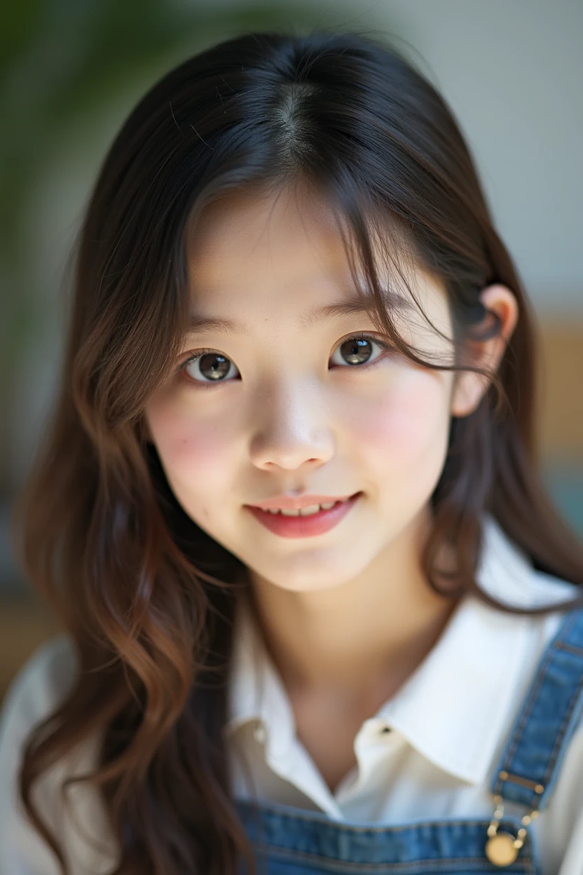 Focus on the face of a cute high school girl
