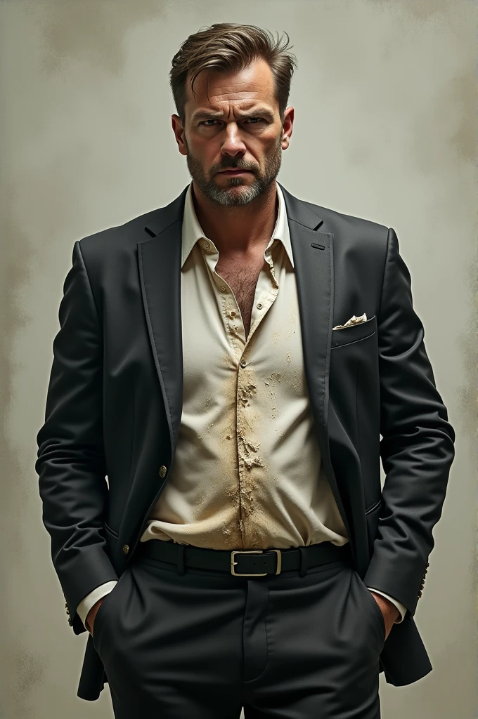 A person with a lot of money but wearing a torn shirt.