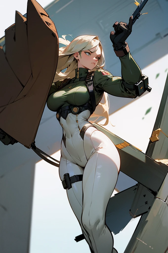 slim-thicc, beautiful, callipygian, fierce, fertile, dominant, in charge, metal gear, climbing out of a helicopter