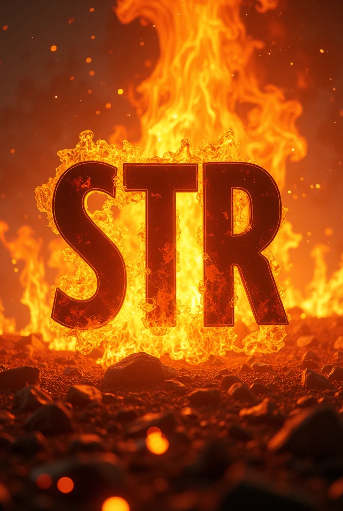 Fire background with the letters STR