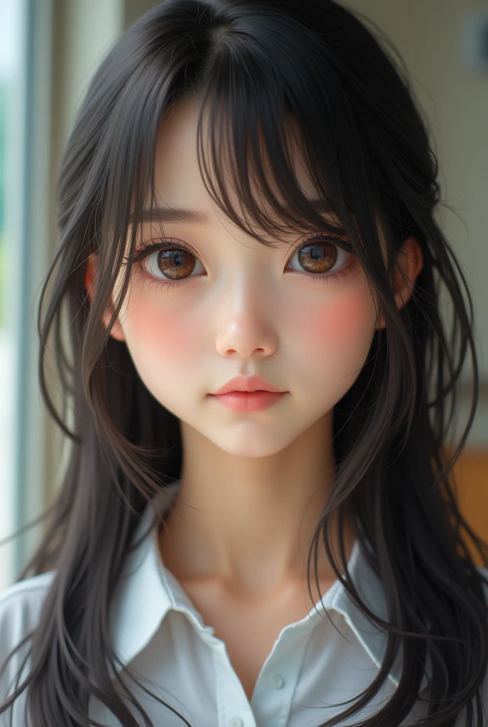 Realistic photos、Focus on the face of a cute high school girl