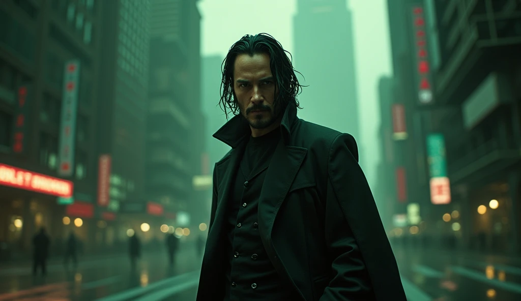The Matrix，Keanu Levi，Movie Level，8k，Hyperrealism，Photography style，Movie special effects
