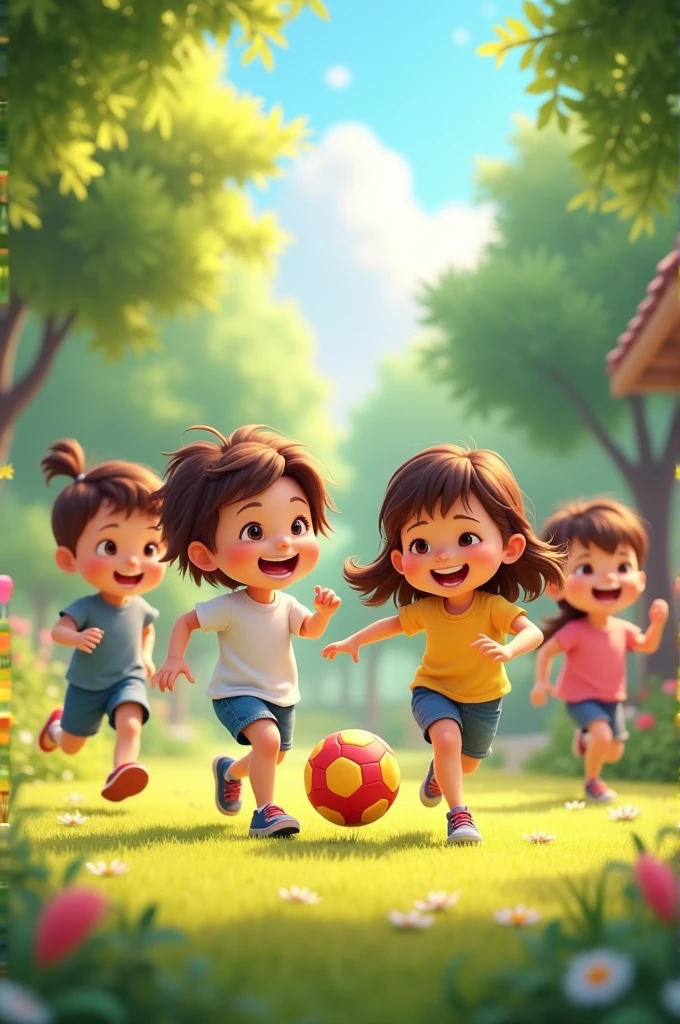 Children play with ball
