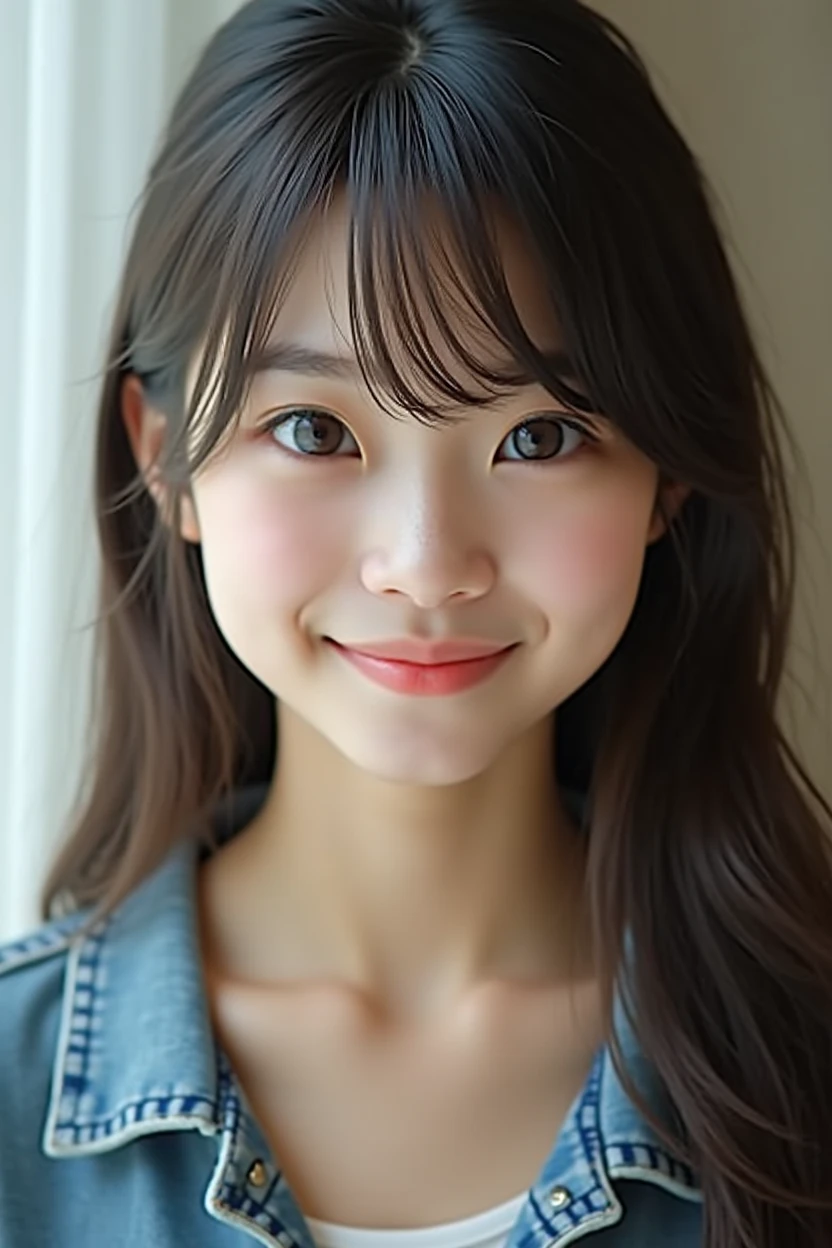 Realistic photos、Focus on the face of a cute high school girl