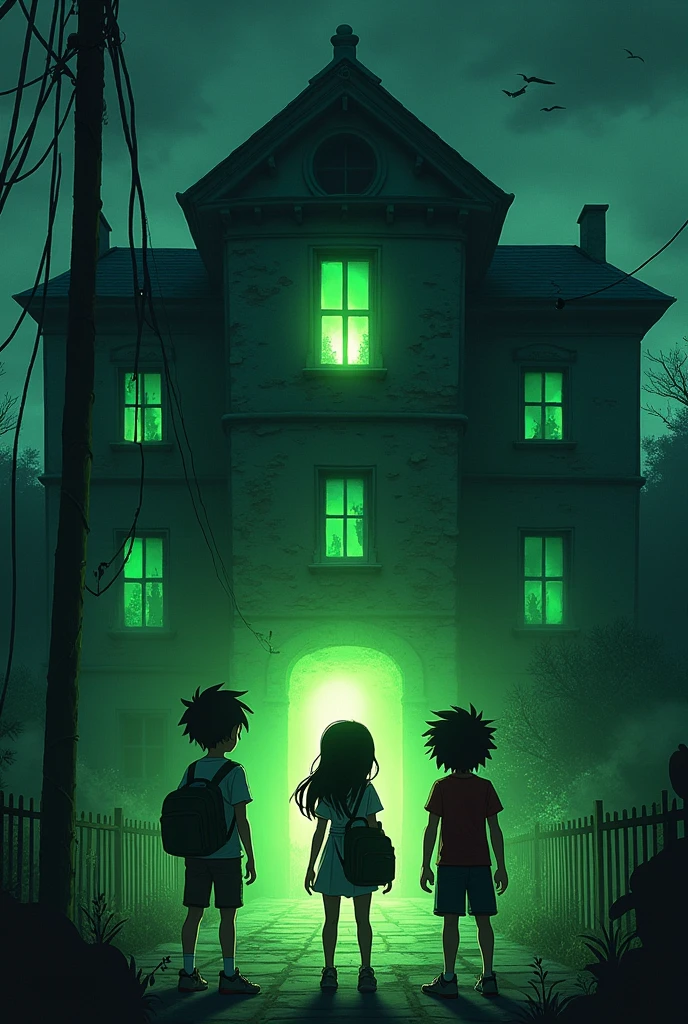 three friends Trico, Ana and Dudu are returning from school when they see a green light in one of the rooms of the Dimais Mansion., a haunted and long-abandoned place