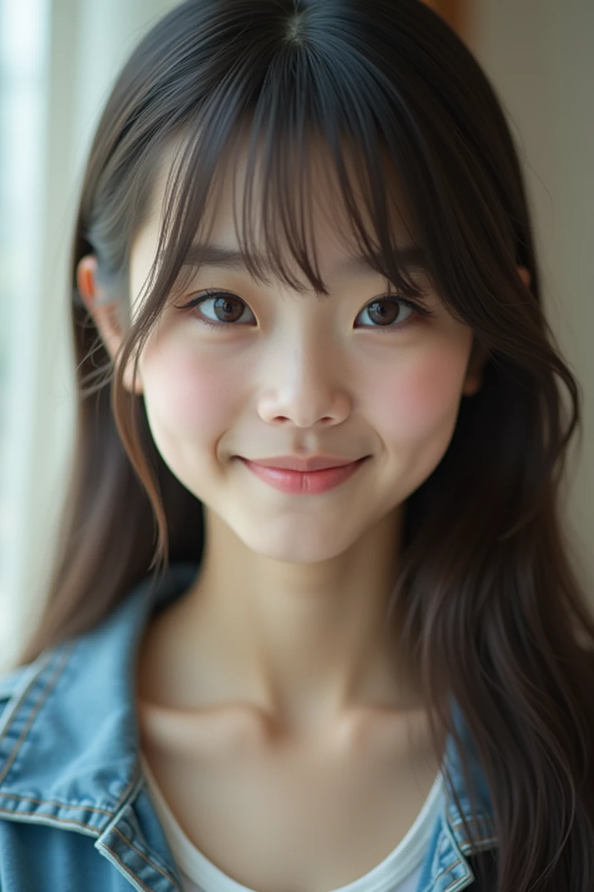 Realistic photos、Focus on the face of a cute high school girl