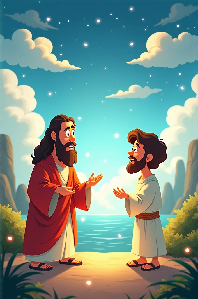 Create a cartoon answering the question Why did God send his Son into the world??