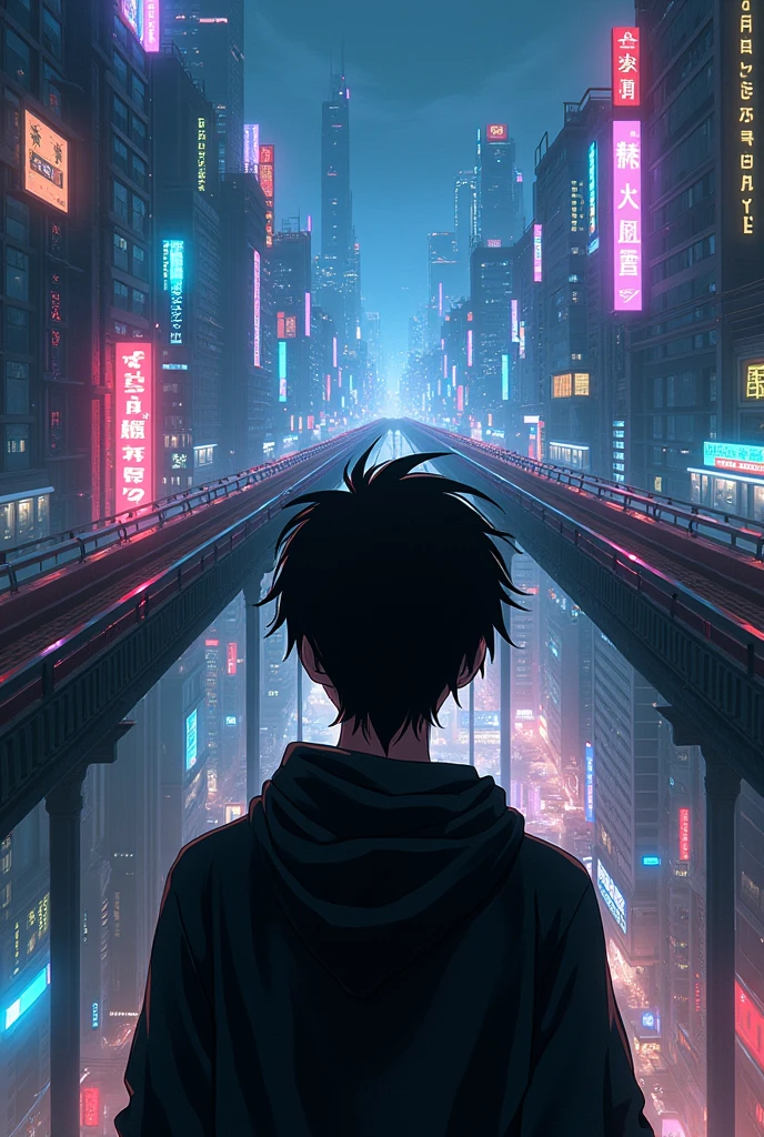 Dark Anime male in city