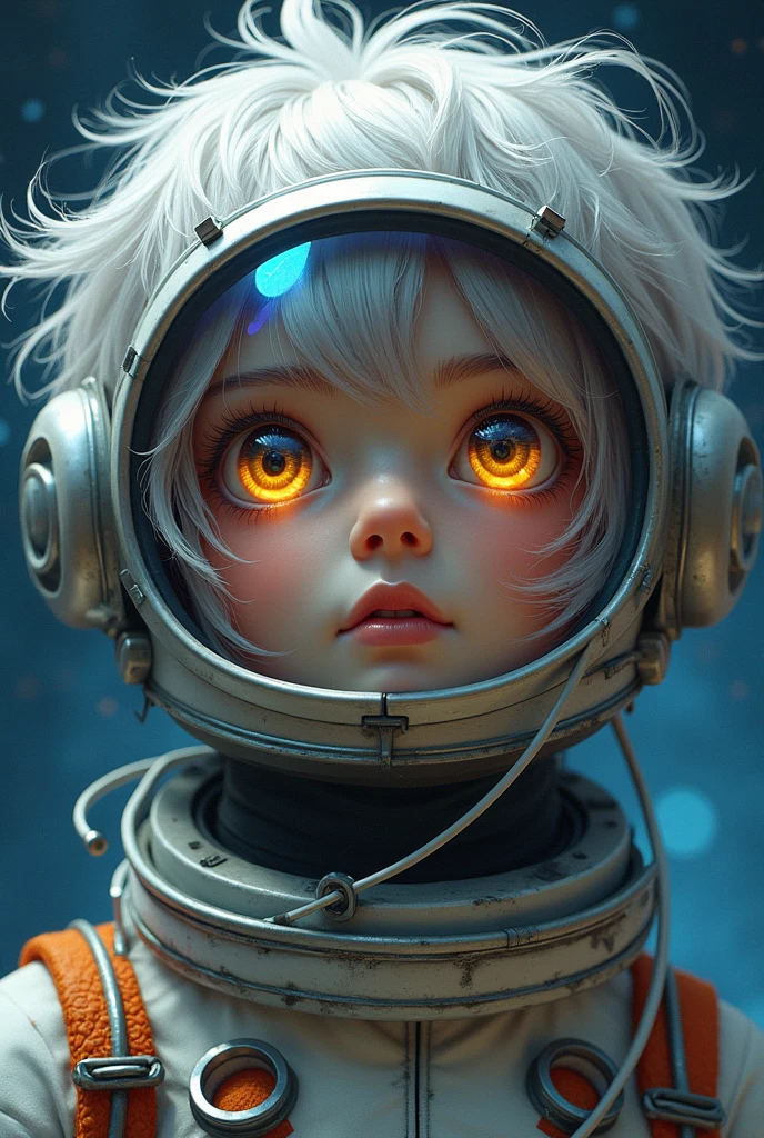 (Gros pLan d&#39;un meiLLeur chef-d&#39;artwork:1.5)0.9], (L&#39;espace et Les astronautes:1.2) (Messy silver hair:1.1) (Hétérochromie xanthochromie et yeux bLeus:1.2) (casque spatiaL:1.0) (des étoiLes coLorées dans Les yeux:1.0) (une Lueur radieuse:1.1) (Lèvres charnues:0.9)