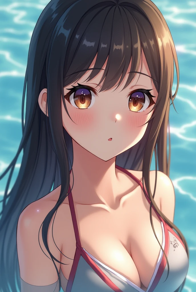 Jpop、Realistic photos、Focus on the face of a cute high school girl in a swimsuit