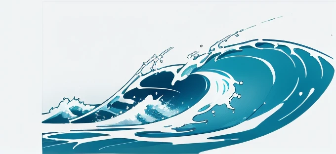 Wave design, Simple, pattern, Can draw, 美しいWave design, Japanese style、Ukiyo-e、No border、There is momentum、Monotonous colors、White background、Only waves、Full Screen、drop、round