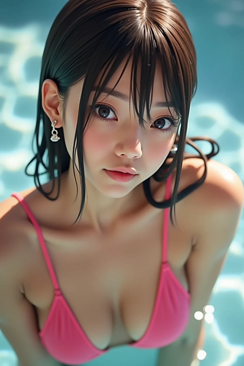 Jpop、Realistic photos、Focus on the face of a cute high school girl in a bikini