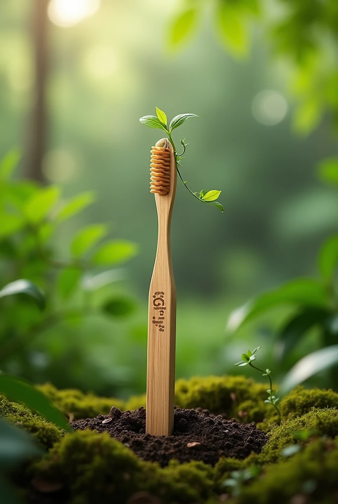 Bamboo toothbrush with seed grow inside