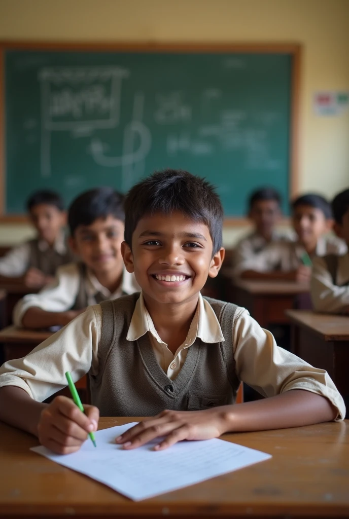 Indian boy in class room