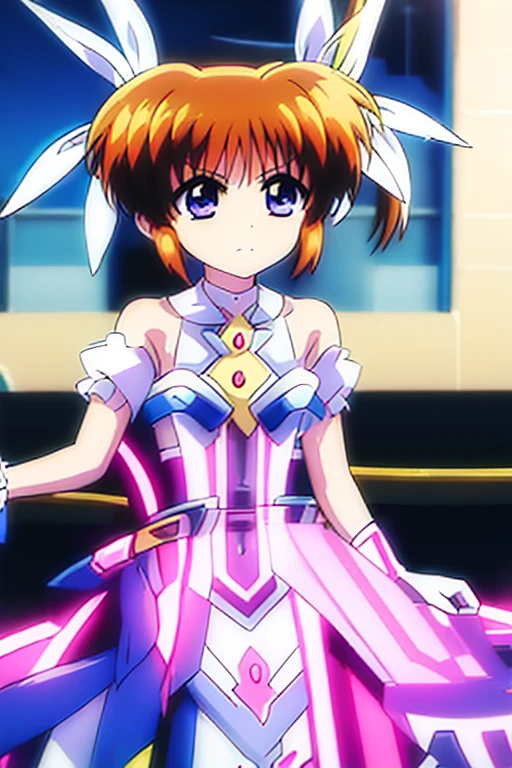 (((Date A Live Costume Takamachi Nanoha)))、White ribbon、1girl