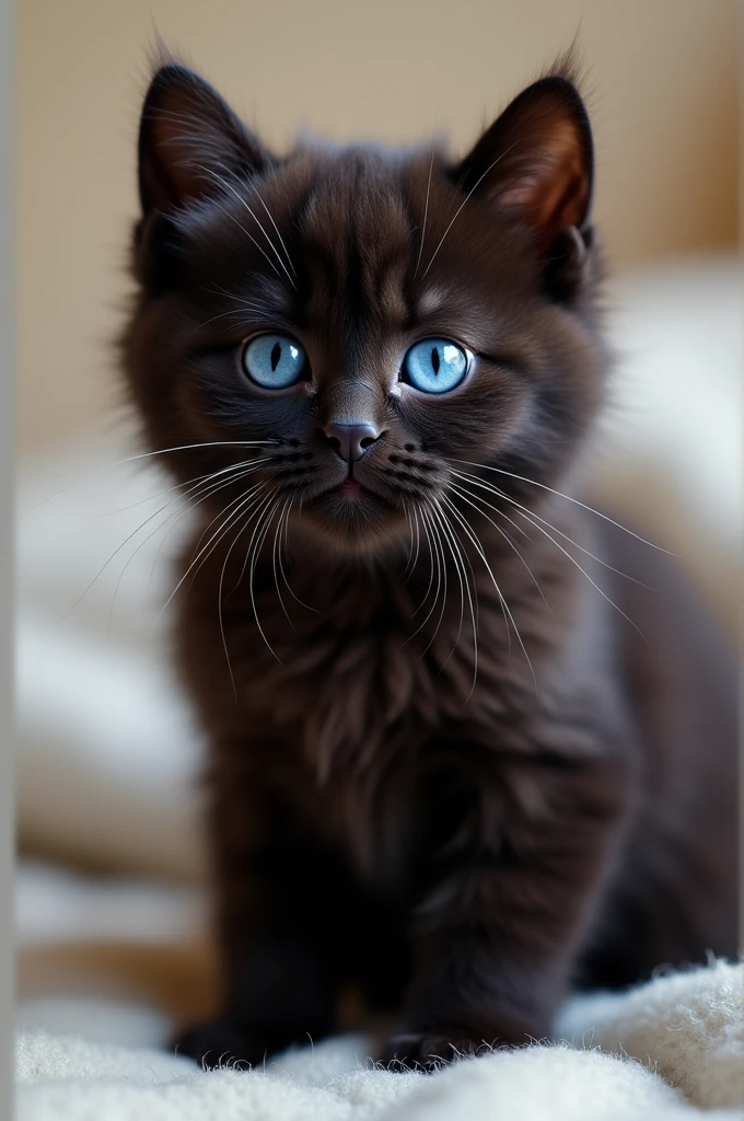 black cat with blue eyes and furry