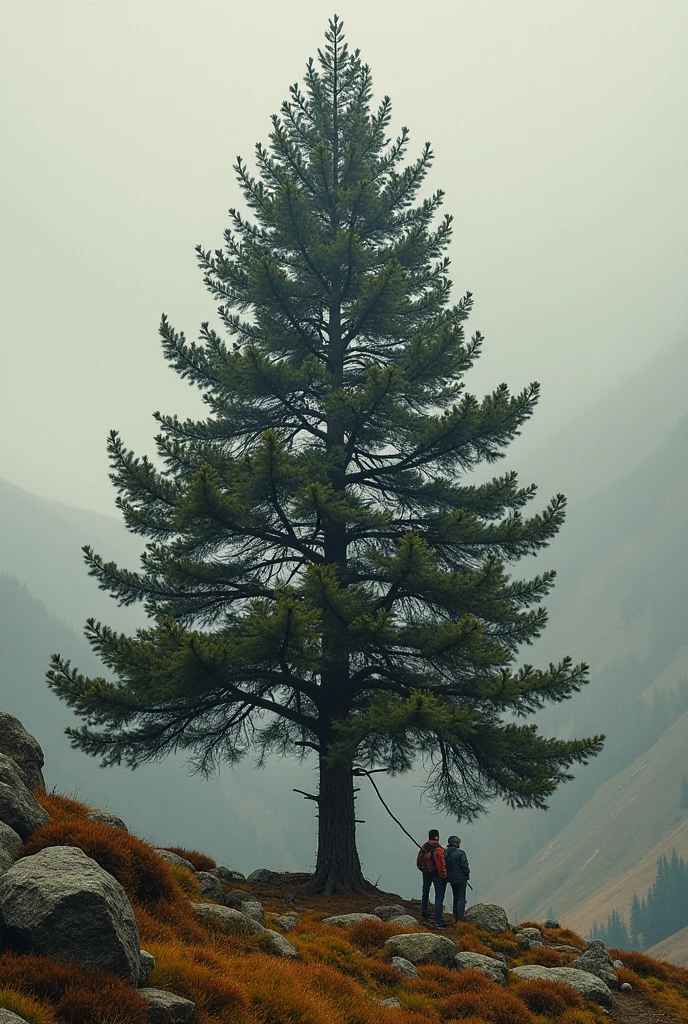 dieselpunk style iron pine tree