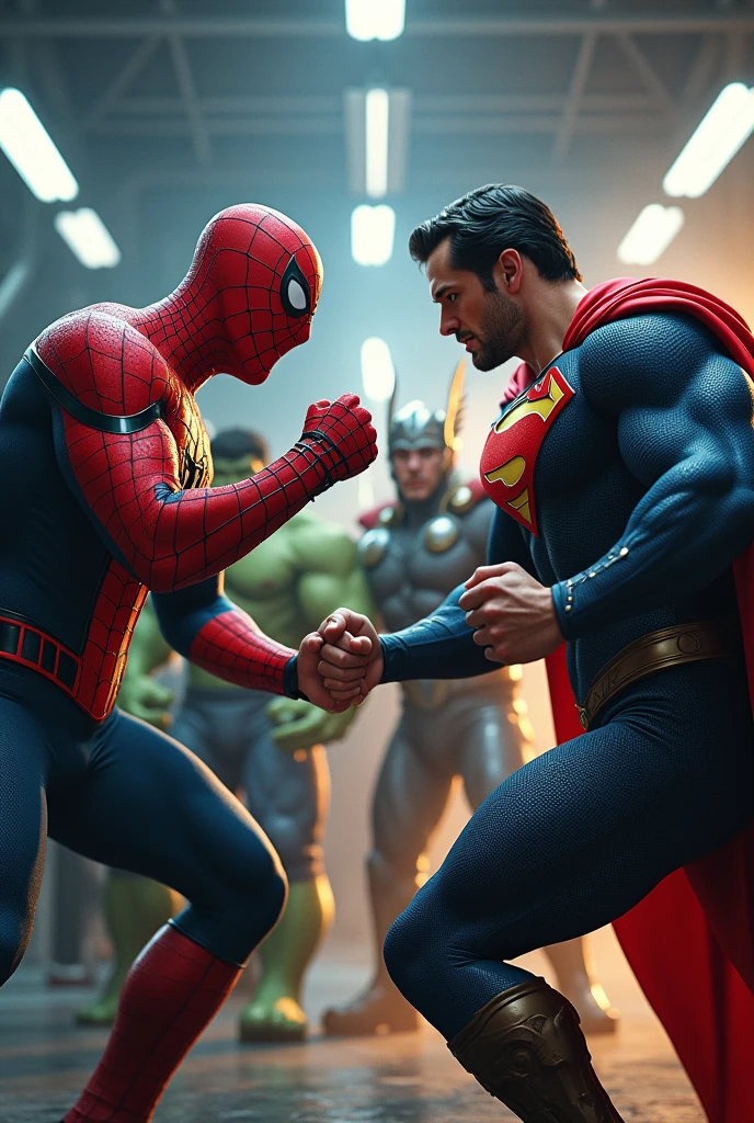 Spider man thor Hulk and Superman gym vs+vs
