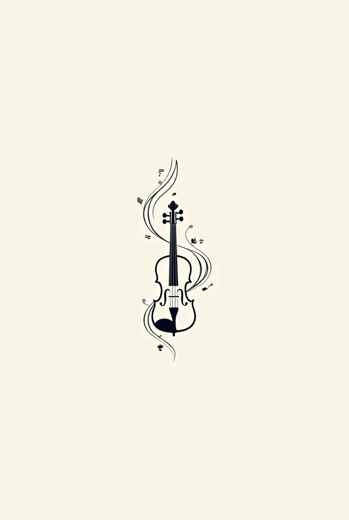 Musical notes logo with a violin only lines without background 