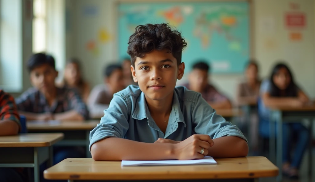 Indian 18 years boy in class room 