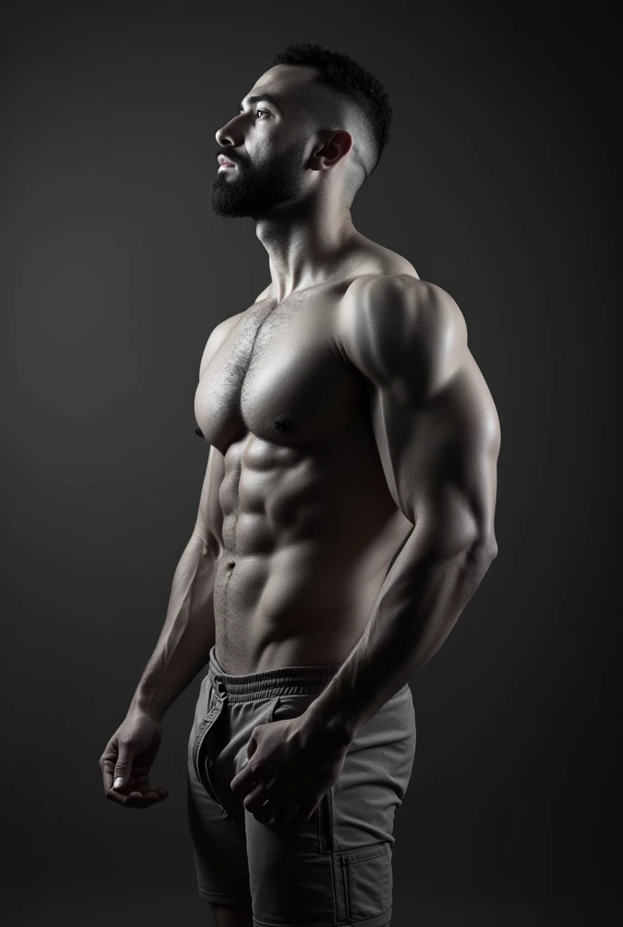 Generate a balck White muscular man showing off his butt
Now showing off his penis