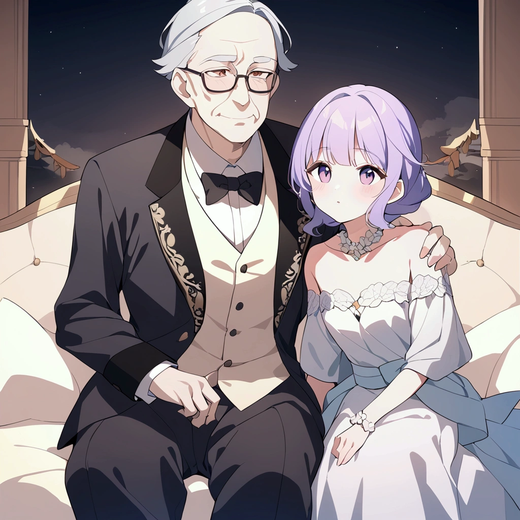 1  fille, 1 grand mère, 1 grand père