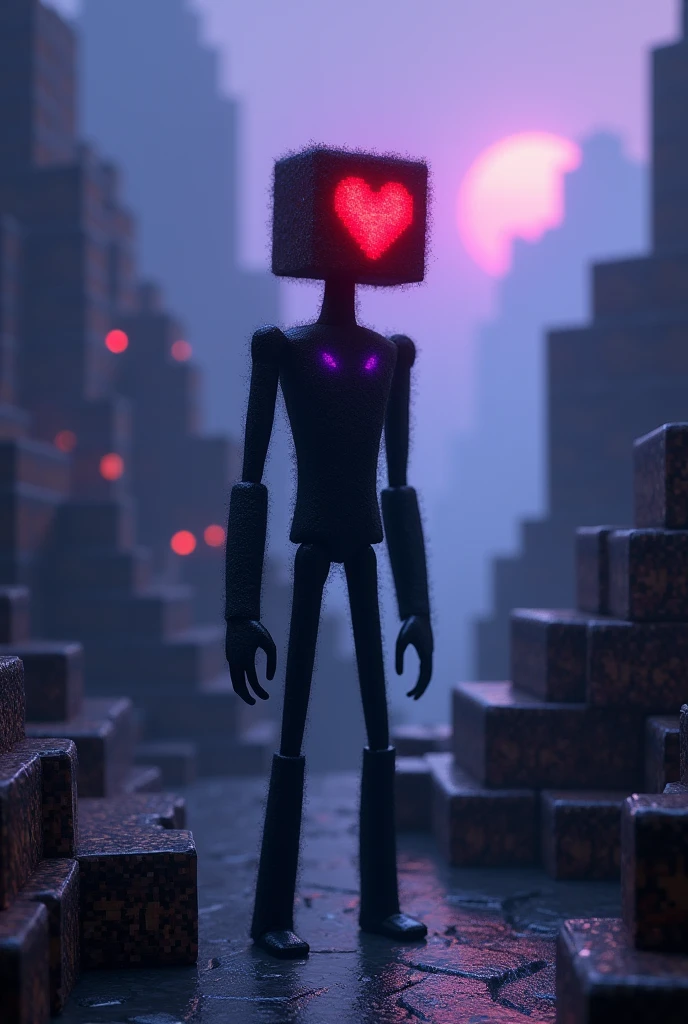 A minecraft enderman with a red heart 