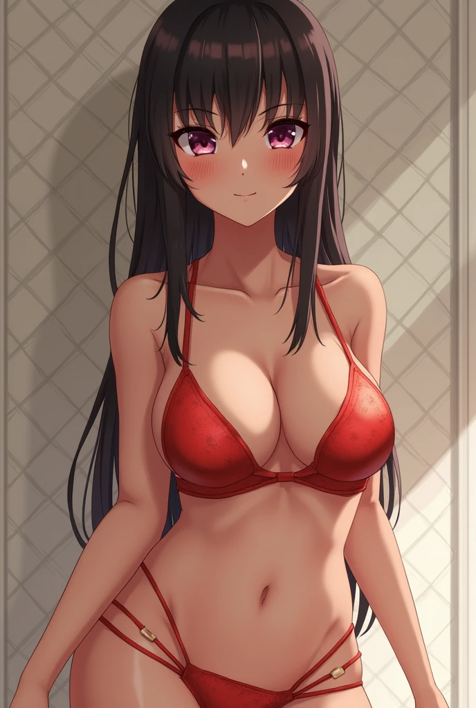create a hentai character, with your breasts out, and all sweaty.
