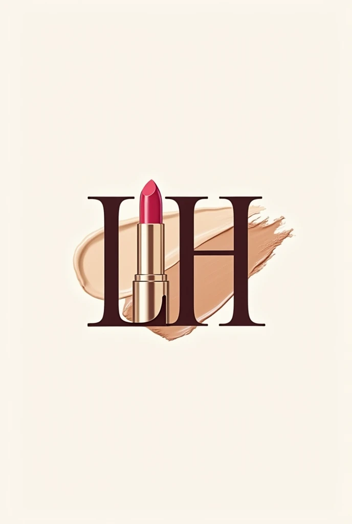 Criar um logotipo elegante para studio de maquiagem com a seguinte marca: Letícia Harumi Use the initials "L H* to create a single element fused together, insert a lipstick as a supporting element and a foundation smudge in the background Slogan: studio 