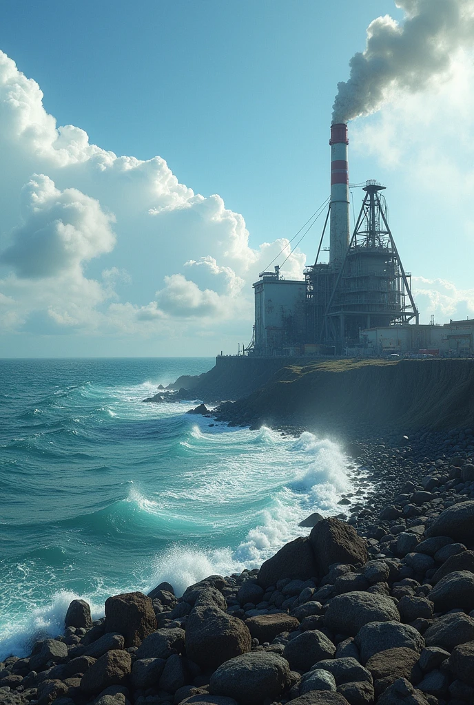 a factory dumping waste into the sea
