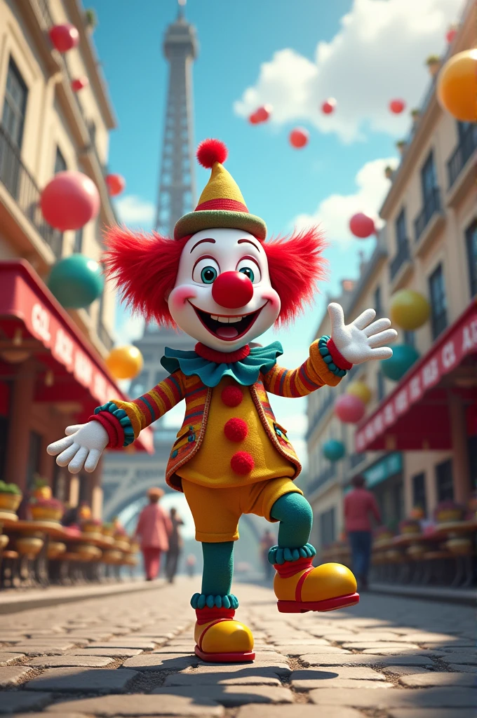 imagine a clown in Paris
