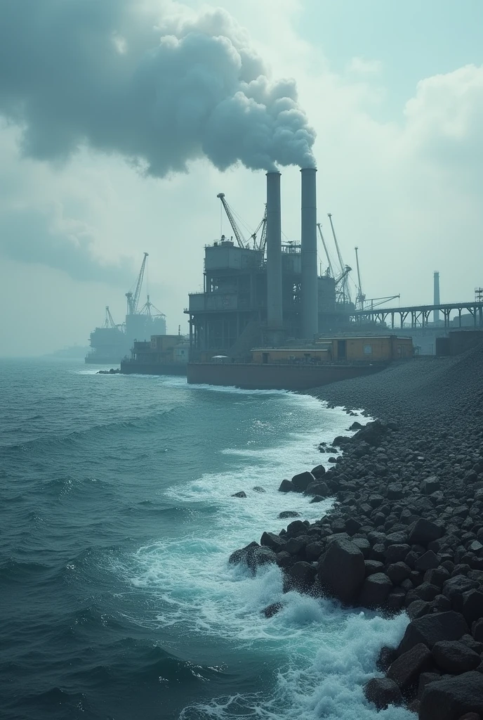a factory dumping waste into the sea