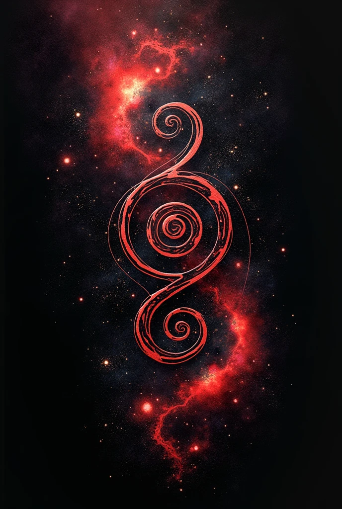 Fibonacci sequence tattoo with space in black and red colors 