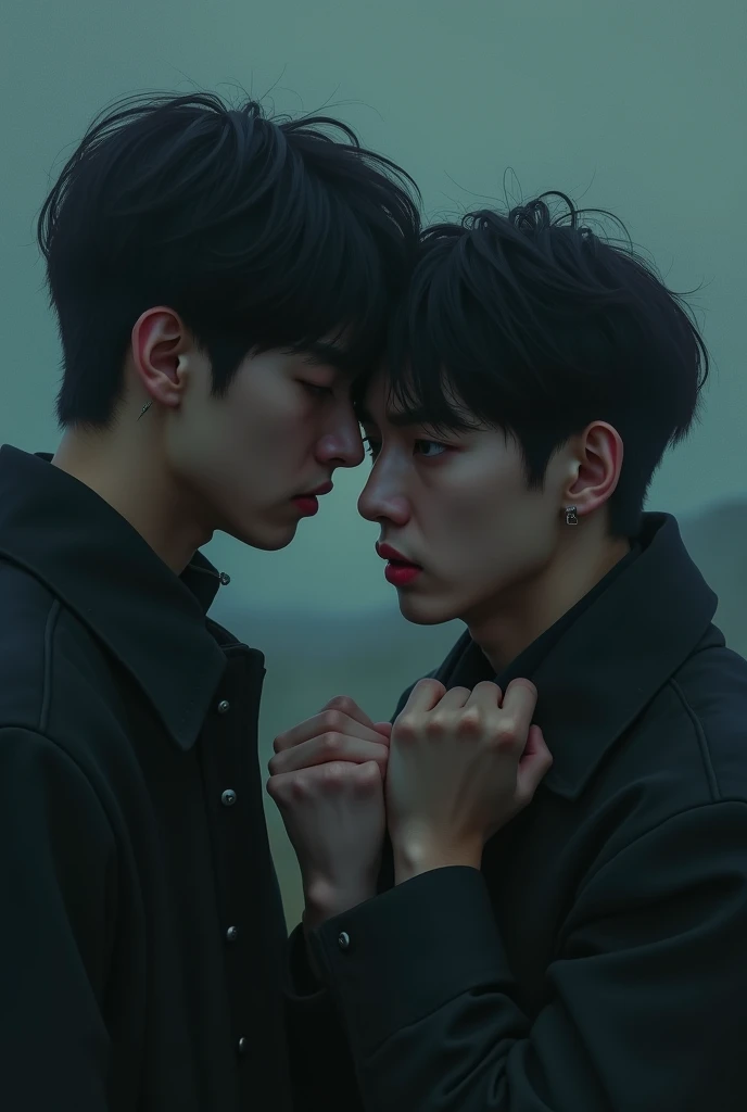 Make a cover featuring Jung Kook and Kim Taehyung from BTS,that they look sad because of a betrayal