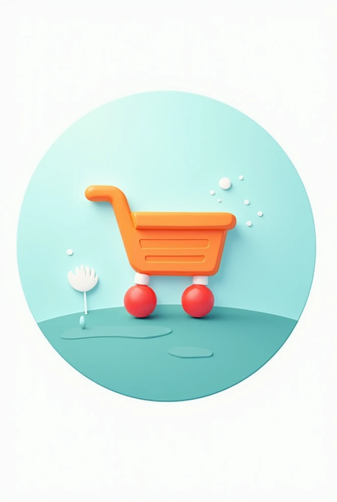 Animated round logo of a mini supermarket with a shopping cart