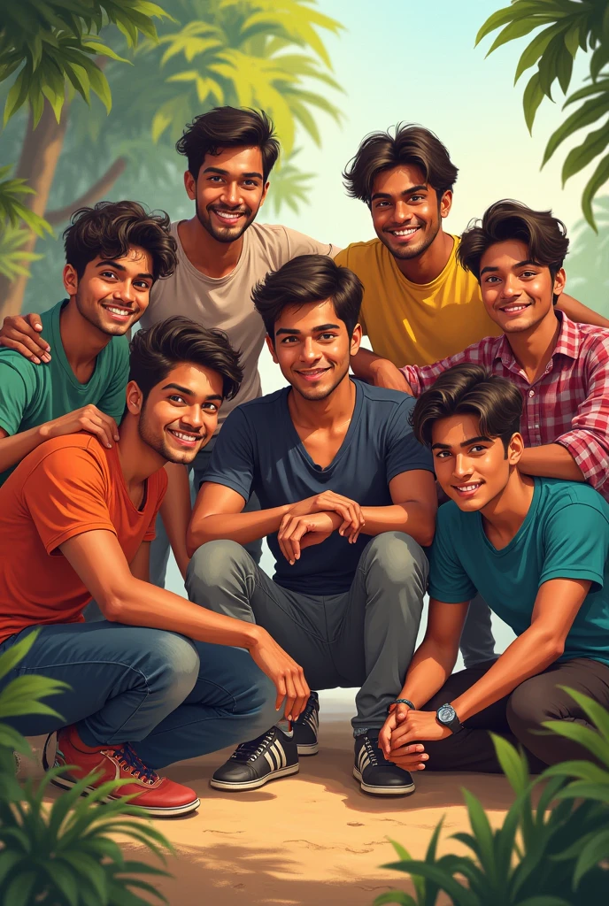 8 boy friends in a group 
Their name will show in their character 
The names are - saptak, satyaki,Sayan, Rahul, arghya,ankan, Parambrata 