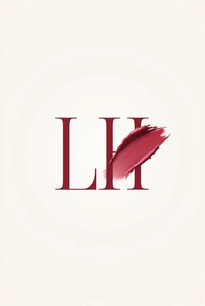 Criar um logotipo elegante para studio de maquiagem com a seguinte marca: Letícia Harumi Create a figure with the initials "L H* creating a single element fused together, insert a lipstick as a supporting element and a lipstick smudge in the background Slogan: studio