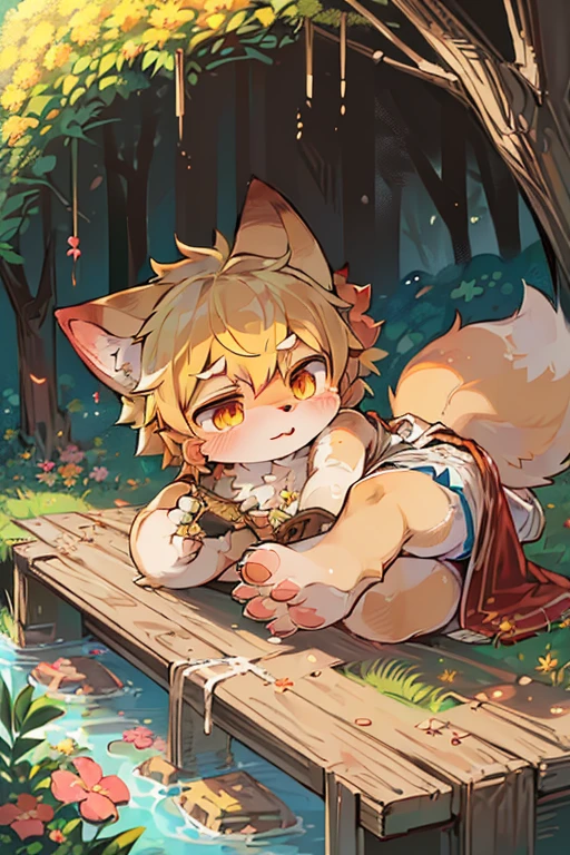 masterpiece,high quality,abstract res,number\(artwork\), From dagasi, Yes,Seizan,(Flower Charcoalo,Fluffy fur,character focus:1.1),Flower Charcoalo male cat,short hair,portrait , Bright eyes, panoramic, character focus.(Detailed background:0.7), 独奏, hairy, hairy male, Male focus, Masterpiece of time,high quality,abstract res,number\(artwork\), From dagasi, Yes,Seizan,(Flower Charcoalo,Fluffy fur,character focus:1.1),Human male fox,Bright eyes, panoramic, character focus.(Detailed background:0.6), 独奏, hairy, hairy male, Male focus, Flower Charcoal,(Hairy all over, Hairy tail)fur,A five-year-old boy,cute,Hip bulge,Toddler,Blood-red pupils,A tail with a white tip,The ends of the limbs are white,Cute meat pads,Claw,cute boys,The ear tips are orange,Big hairy ears,Hairy big tail,Reasonable composition,Pale yellow hair,adventurer clothing,Brown cloth bag,In the woods,Extremely fine water,White loincloth,Slightly reddened,Dress coolly,Blonde short hair,Thin children,Blonde hair,cute child,cute little adventurer,Be open-minded,Ultra-clear, kemono, fur, boy, cute, Fluffy, best quality snow, lying, Fluffy tail, foot, diaper, fluffy diaper, big diaper, No bottoms, no top