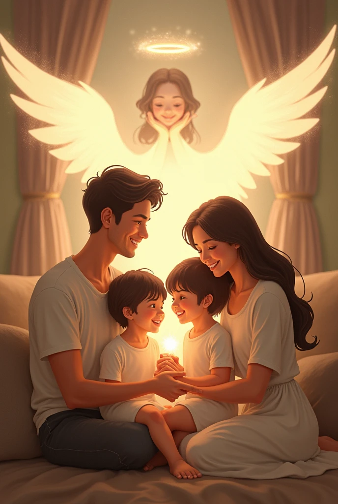 an image that says "the Umanzor family" and an angel appears 
