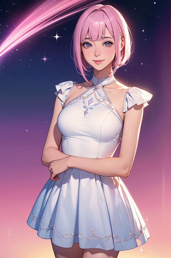 image quality:Highest Quality
Camera Focus: Blur the background
light:sidelight
person:20-year-old 、
カジュアルファッション、ミニスカート、
パンスト、細いふともも、
tracing: gal model 、Bright light、
Daytime hairstyles: Short Bob、With bangs
dress:GalSee-throughCasualPastel pinkExpression: The best smile、gal sparkling effect, Lens flare, universe、
flowerpunk、Subtle gradient effect