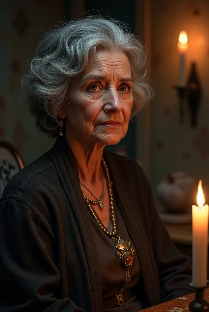 Make a realistic image of aunt June in Secret class