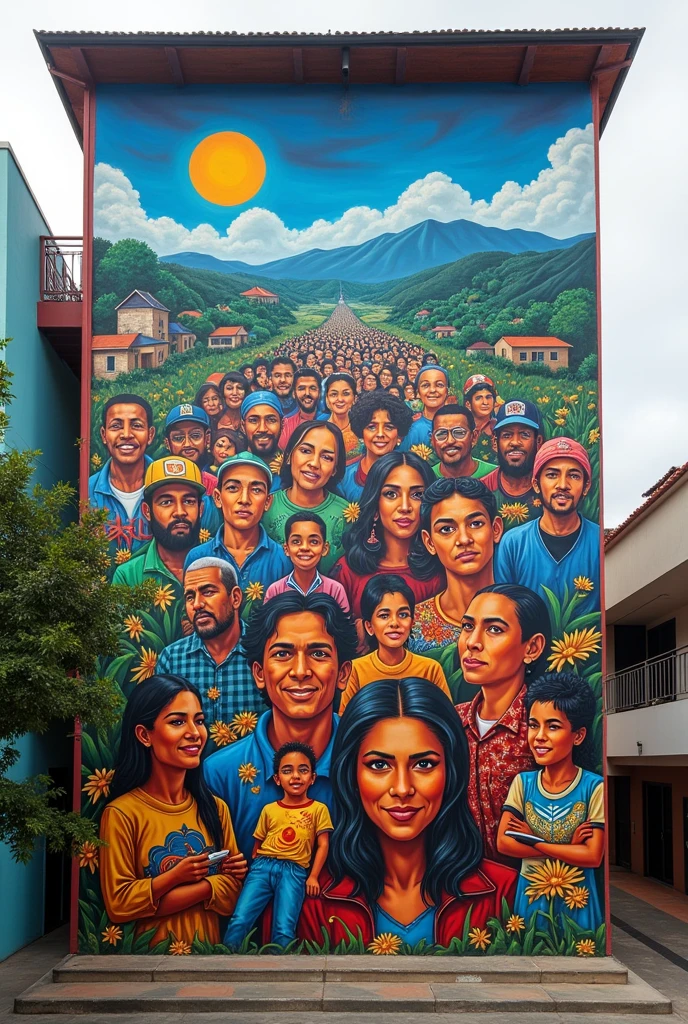 mural, on Colombianness that contains elements of the UNAD and deals with issues of education 