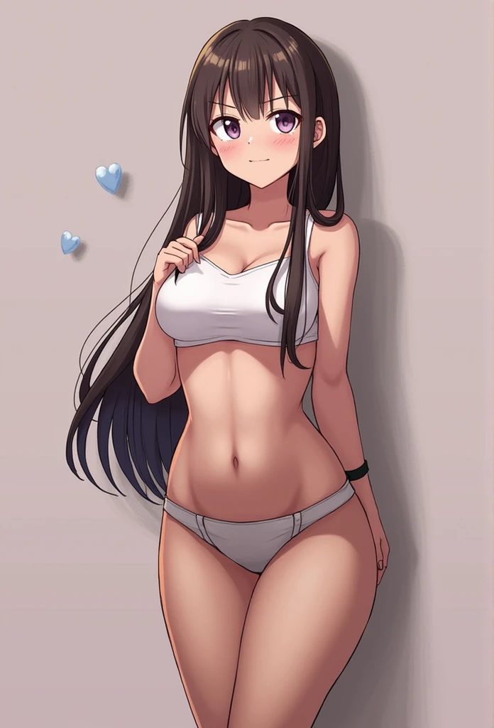 (((best quality, masterpiece, detailed, perfect face))), ((1 , solo, )), (white camisole, white frilled panties, huge breasts:1.2), (pregnant), squid belly, Navel, (fake smile), ((Highlight removal eyes, empty eyes)), blush, confused, (legs up, spread legs:1.5), arms up, arms behind head, cat ears, cat tails, dark black hair, long hair, sweat, stuffy, from below, white background