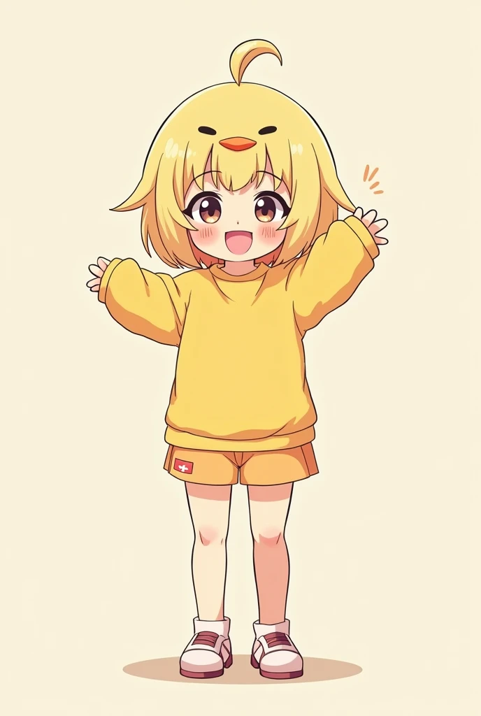 Cute girls, simple kawaii outfits, full of youth, mascot chick, anime style, bold composition, full color, top quality images.