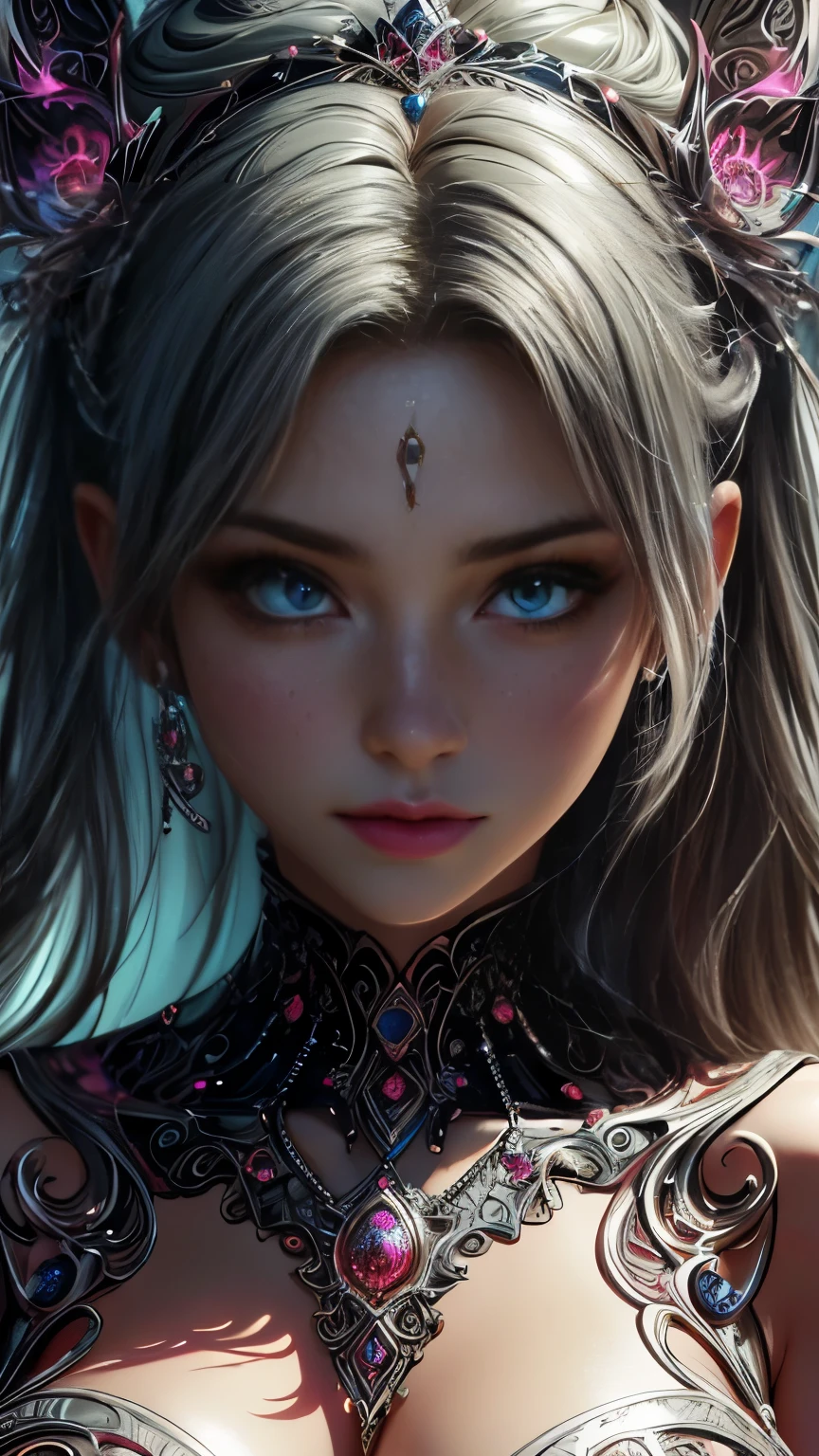 (highest qualityのディテール)、Realistic、8K Ultra HD、High resolution、(One Girl:1.2),(Fatal Beauty,Attractive beauty) ,(A supple and powerful physique),(Sensual魅力),(mysteriousな魅力:1.1),(Captivating silhouette),The Super detailed、High quality textures、Complexdetailed、detailed、Very detailed CG、High quality shadows、detailed Beautiful and delicate face、detailed Beautiful and delicate eyes、Written boundary depth、Ray Tracing、20th Generation、Cute K-Pop Girls、(The Face of Ulzan in Korea)、Thin face、(Urzan-6500-v1.1:0.6)、PurerosFace_v1、Glowing Eyes、Perfect body、 Viewer Display、(highest qualityのディテール:1.2)、Realistic、8K Ultra HD、High resolution、Woman close up, realistic girl rendering, 8k artistic german bokeh, Enchanting girl, Real Girls, Gurwitz, Gurwitz-style artwork, Girl Roleplay, Realistic 3D style, cgstation Popular Topics,, 8K Portrait Rendering,(truth,truth:1.4),(Sparkling eyes girl:1.2)、cheek、Shiny唇、Big Breasts、High resolution, Best image quality, highest quality, Realistic, Super detailed, Realistic, 4K 8K Ultra HD Full Color RAW Photos, Fujifilm(Medium format), Hasselblad, Carl Zeiss, Incredible dynamic range photography(utility_art:Smooth-768:1.1),High resolution, High pixel count, Clear detailed, Clear images, Natural color reproduction, Noise Reduction, High fidelity, quality, Software Improvements, Upscaling, Optimized Algorithms, Professional-level retouching, Browsing Caution、(((Too much exposed skin)))、(((Big Breasts)))、Fancy Necklace、Lace gloves、Bright Blue Eyes, Surrounded by swirling pink smoke, saturated color、Dark colors、Psychedelic Images、lsd、Mandala、fractal、mysterious、detailed、Psychedelic painting of a woman with large breasts, サイケデリックなgoddess, DMT Art, DMTgoddess, Visionary artistic style, Psychedelic Art style, 3d, goddess, Portraiture, Psychedelic Art nouveau, Psychic Trance Artwork, Psychedelic Digital Art, Digital Visionary Art, Psychedelic Art, Psychedelic Surreal Art, Psychedelic Artwork, 非常にdetailedなテクニカラー, 超detailedなFantasyアート、(nightmare:1.6), 1980s WomenBlack WomenAfrican VoodooZombiesHeavy Metal Bands1980s Women1980s GirlsBlack WomenAfrican VoodooZombiesHeavy Metal Bands ..., art gelm, three humidity sensual undead voluptuous African female punk rockstars in fishnet stockings and ripped leather pants, Oleg Turchin,Gustav Klimt, 非常にdetailedな, airbrush, Fascinating deep multi-colour,16K resolution, humidity, Complex, colorful,Prudent, mysterious,3D Rendering,Symmetrical face,Sensual, Iridescent, Shiny, Fantasy, guitar, Provocative, Rotten Flesh and Stitches, Monstrous, Horror, Scared, spooky, 吸Blood鬼, Blood, Elvira Mistress of the Dark, Exposed large breasts, Oily skin , Graves, Blood,