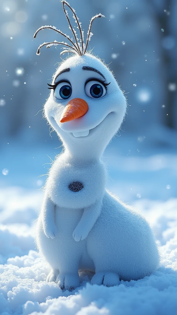 masterpiece, best quality, HD, Delicate texture, Snow Treasure，Carrot nose，Ice and Snow Body，Frozen，Realistic style，Fantasy Art,Sparkling snowflakes, Ice Palace, Vibrant colors, Movie Lighting，Looking at the camera
