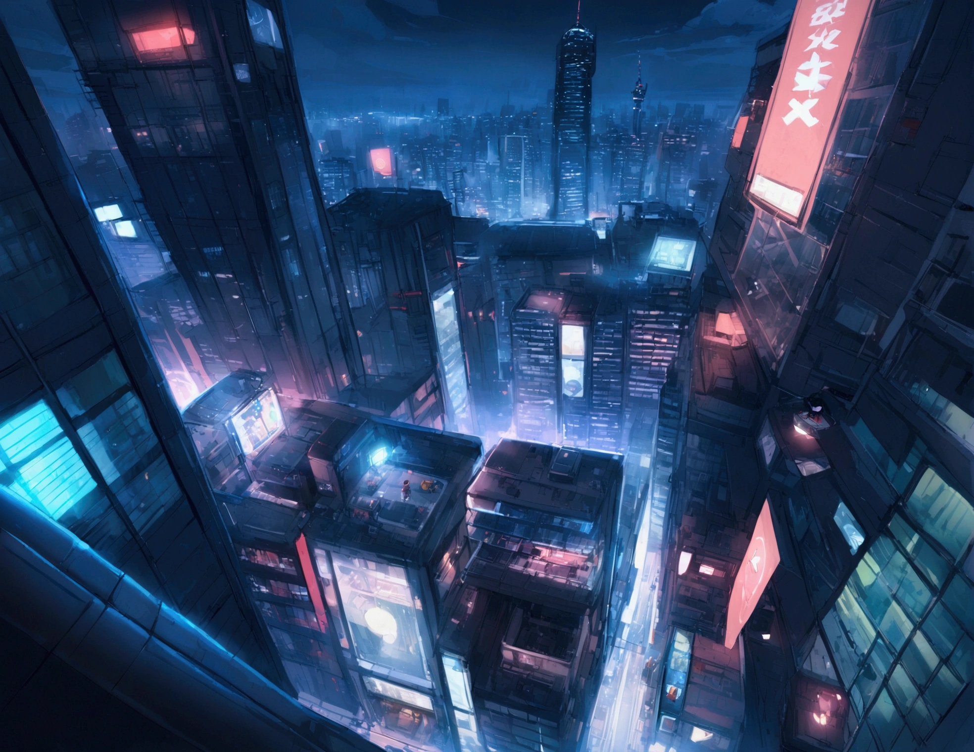 Vancouver Canada, Pokemon, Glass Buildings,, Pokemon Center, skyline of Vancouver, nighttime, dystopian, cyberpunk, supertall central skyscraper, security cameras, spy drones